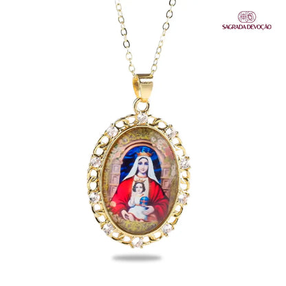 Colar Religioso de Zircônias em Ouro 14K